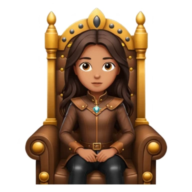 Tan skin with freckles, long dark hair, hazel eyes Dominatrix sitting on a throne sticker