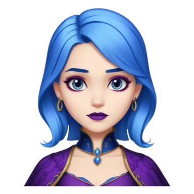 Evie from Descendants, blue hair, fashion-forward outfit, daughter of the Evil Queen sticker