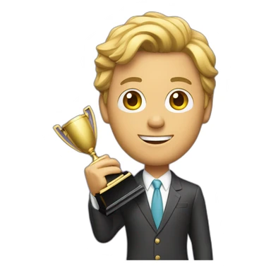 television game show host holding a trophy sticker