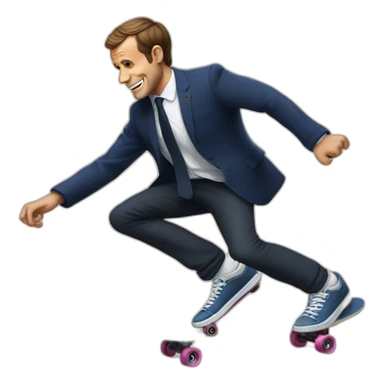 Macron qui dance ave un chat sur un skateboard sticker