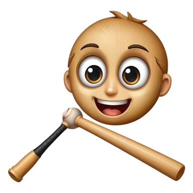Baseball bat with big eyes and a happy expression sticker