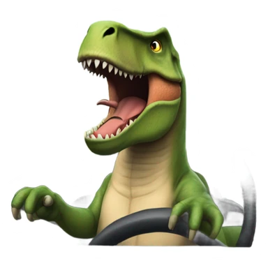 T-Rex driving a car sticker