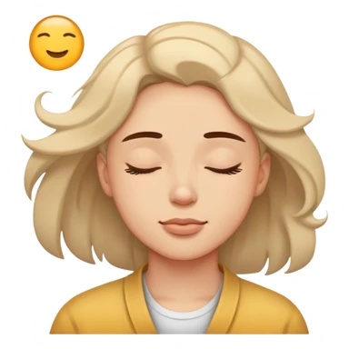 person relaxing with eyes closed enjoying a pleasurable breeze on their face sticker