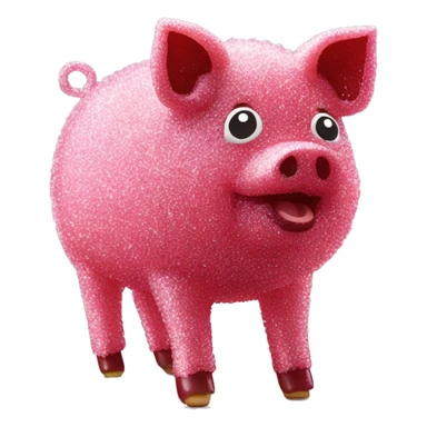 Sparkling Pig made of maroon sparkling sour candy laces andc sweets walking covered in sugar  sticker