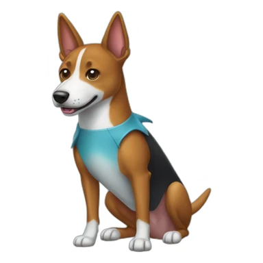 Black Basenji wearing shark costume sticker