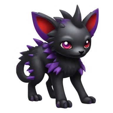 Cute cool dark punk gothic futuristic black red purple animal hybrid Fakemon full body sticker