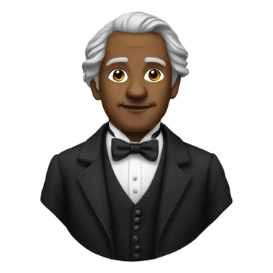 19th century writer in a black tuxedo with a bow tie sticker