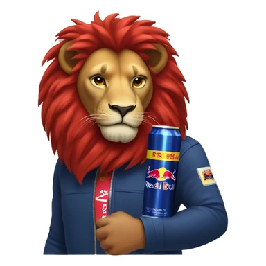 Lion holding Red Bull sticker