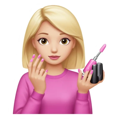 Blondie girl making nails sticker