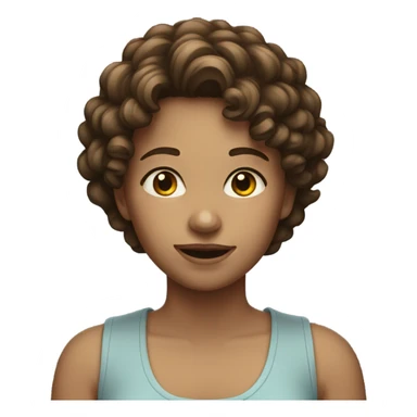 girl with short curly brown hair sticker