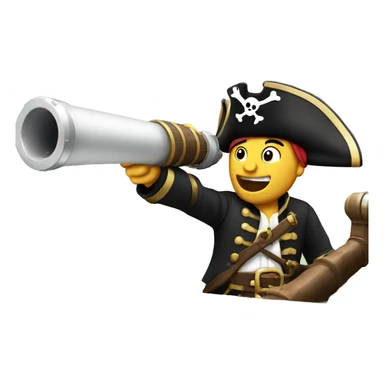 Pirate shooting cannon from ship sticker