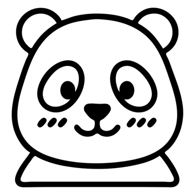 icon of a panda with a shy expression and blush, clean lines, modern icon look sticker