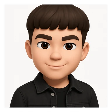 this image in 3d-emoji style with a confident expression, wearing a black jeans jacket sticker