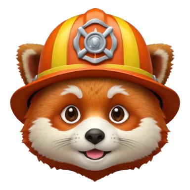 a red Panda head with a fireman's hat  sticker