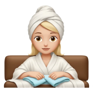 spa A contented and relaxed girl with a towel on her head in a white robe lies on a couch sticker