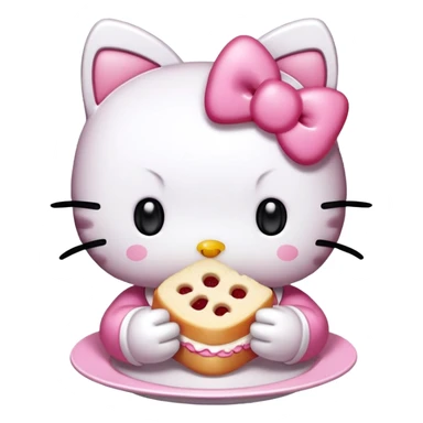 Hello kitty eating  sticker