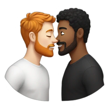 White Man with brown hair and ginger beard kissing white man with black hair sticker
