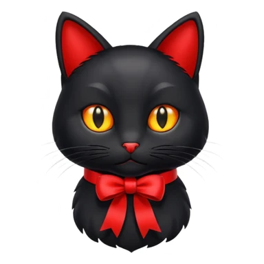 Black cat with red 🎀 emoji sticker
