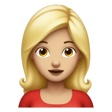 Blonde pregnant woman with close eyes wearing red dress sticker