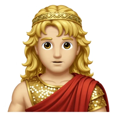 Mercury from Roman Deities with long gold wavy hair, gold sequin toga sticker