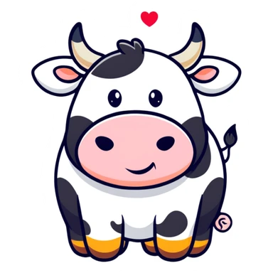 Heart with cow spots and little cow horns sticker