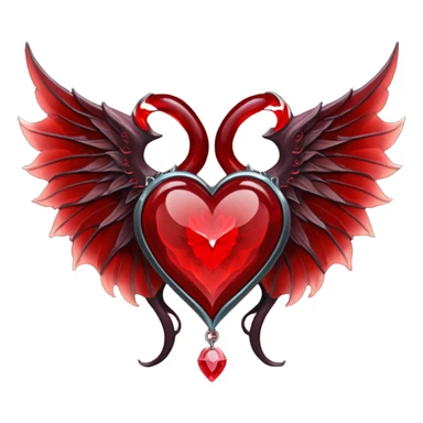 succubus wings, cryhstal heart  sticker