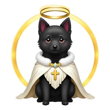 schipperke with glowing light dressed as a saint sticker