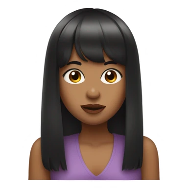 Girl with black straight hair and bangs blowing kiss sticker