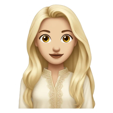 White Blonde girl with long hairs wearing long sleeves shirt kurta top and bare midroff ful size wearing shoes sticker