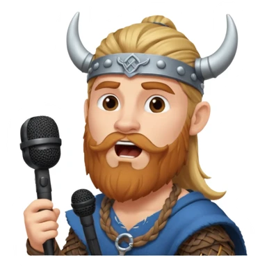 viking singing with micro, half body sticker