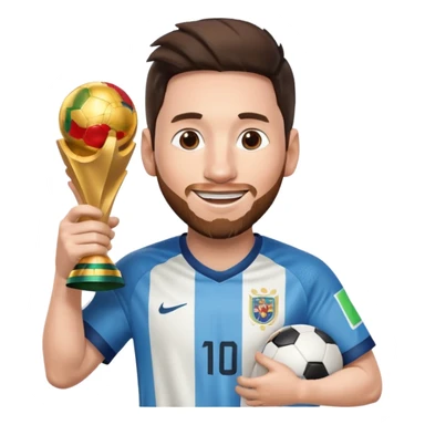 Messi holding the world cup trophy sticker