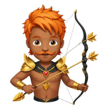Black cupid with orange hair and mustache sticker