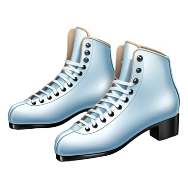 An icon featuring a pair of elegant figure skates resting on scratched ice in the center of an ice stage. The background shows distant spectator stands, with soft spotlights highlighting the skates. Transparent background emphasizes the quiet beauty of the scene. sticker