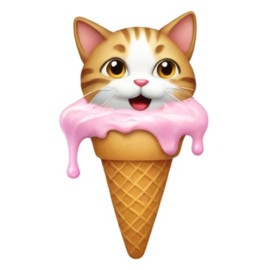 Cute cat eating ice cream  sticker