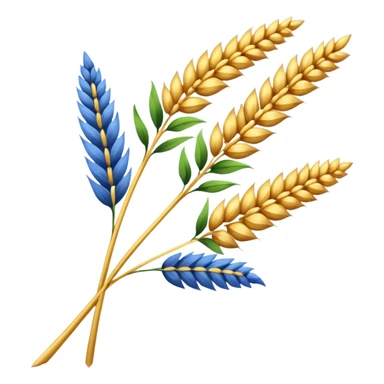 A golden wheat stalk with blue leaves sticker