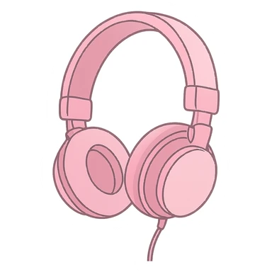 pink headphones, digital illustration sticker