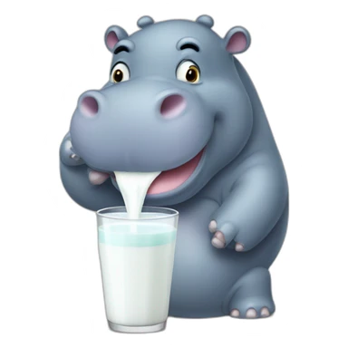 hippo drinking milk sticker