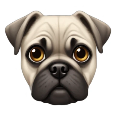 A pug cross bred with a schnauzer, white furr, brown eyes, slightly stupid sticker