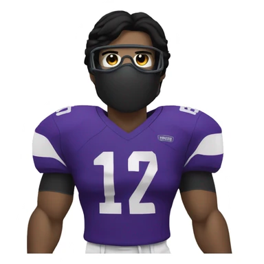 Football player with black hair, wearing a black mask and glasses  sticker
