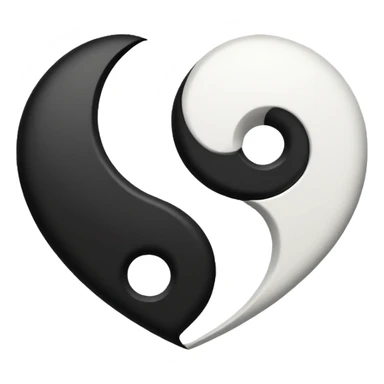 heart shaped yin-yang black and white sticker