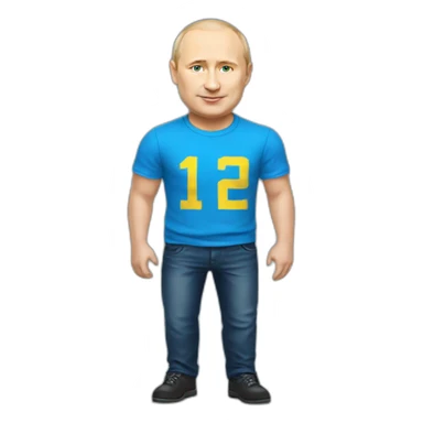 miniature putin wears ukrainian t shirt sticker