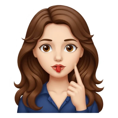 I want her hair to be long, wavy, brown, and fair-skinned, and for her to put her finger on her lips. sticker