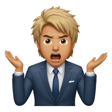 screaming man, with hair, in a suit sticker