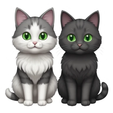 2 different coloured grey cats including one dark grey and white cat and one completely solid dark grey cat with green eyes and only white paws sticker