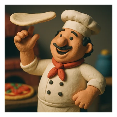 smiling Italian chef spinning pizza dough sticker