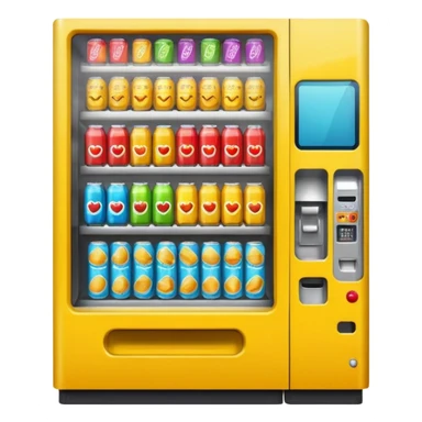 snack vending machine emoji in Apple style, focus on drinks and chips, bright colors, stylized design sticker