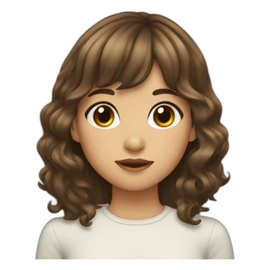girl with longer wavy brown hair with bangs sticker
