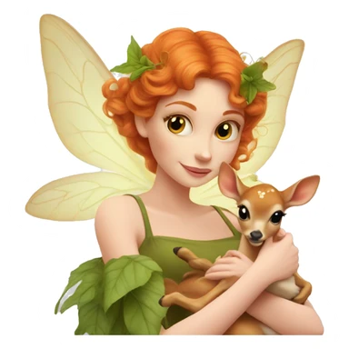 Beautiful ginger fairy with a baby fawn  sticker