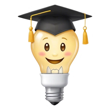 bulb smiling with graduation hat and diploma in claws sticker