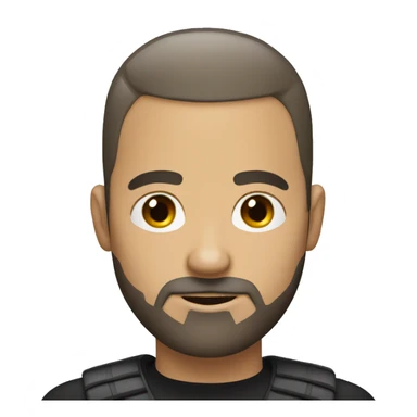 white man with dark buzz cut an beard sticker